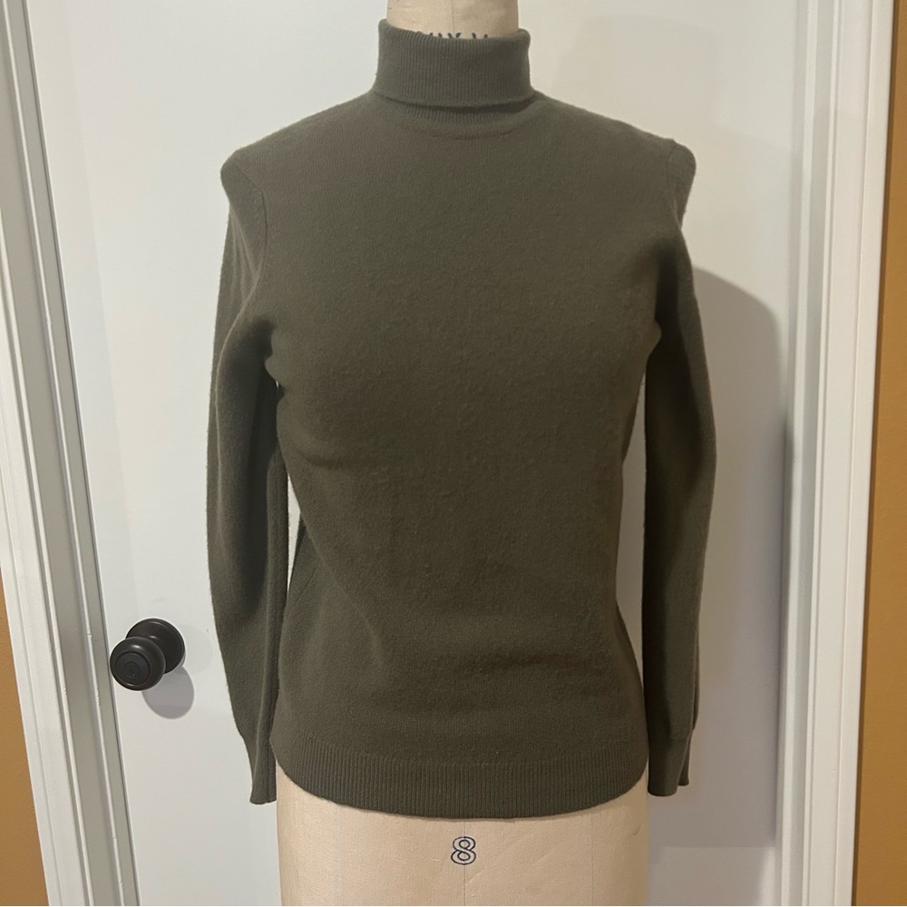 Olive Green Cashmere Turtleneck Sweater Vintage